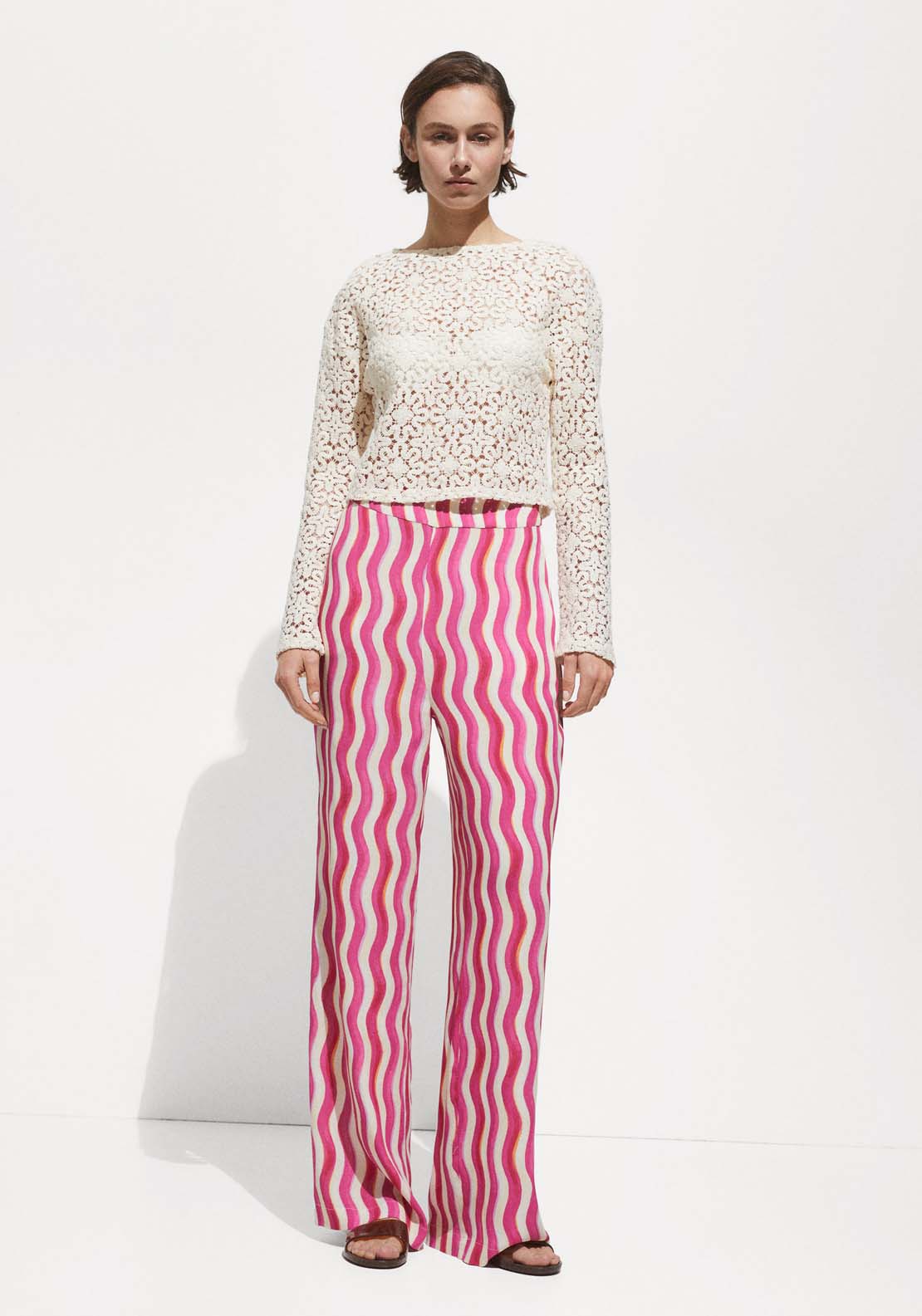 Mango Wide leg printed trousers 4 Shaws Department Stores