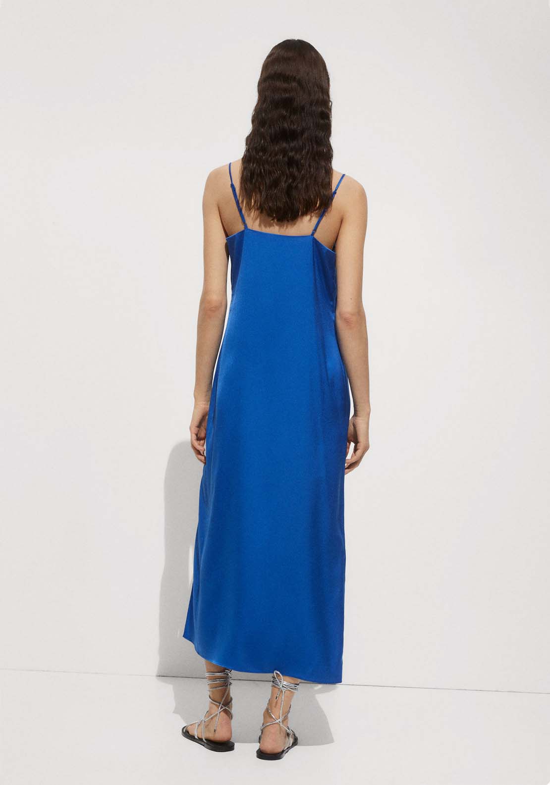 Mango Side-slit satin dress 2 Shaws Department Stores