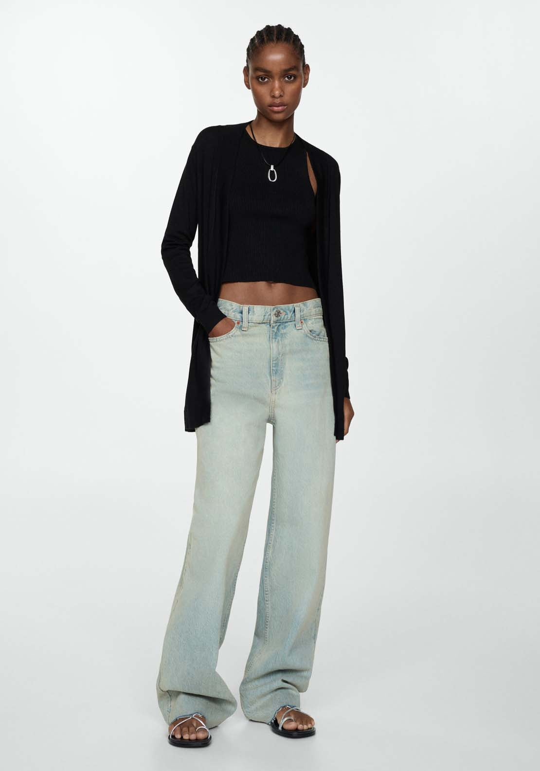 Mango Fine-knit cardigan - Black 4 Shaws Department Stores