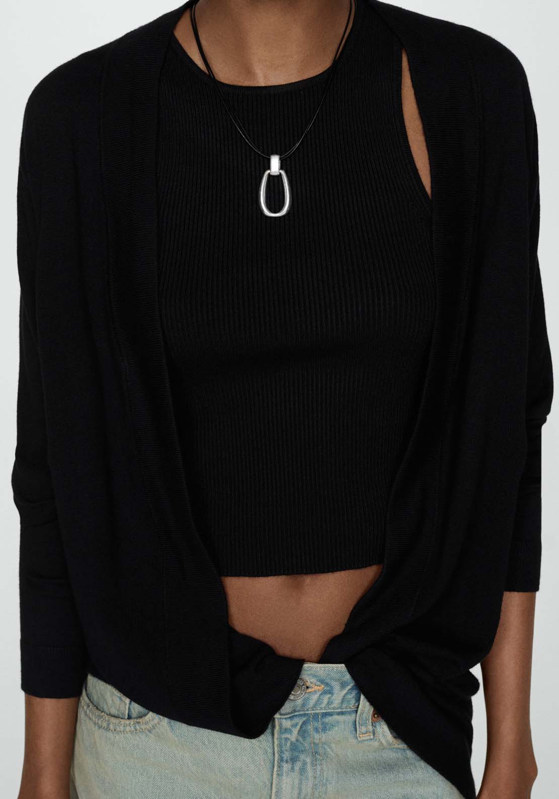 Mango Fine-knit cardigan - Black 6 Shaws Department Stores