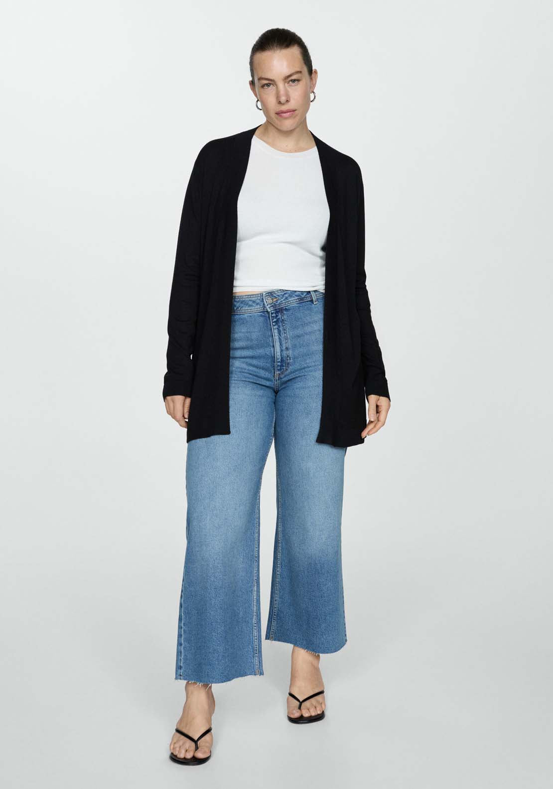Mango Fine-knit cardigan - Black 1 Shaws Department Stores