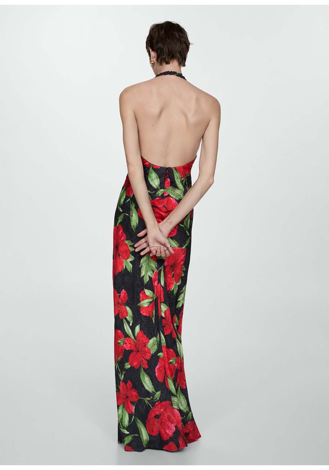Mango Halter neck floral dress - Black 2 Shaws Department Stores