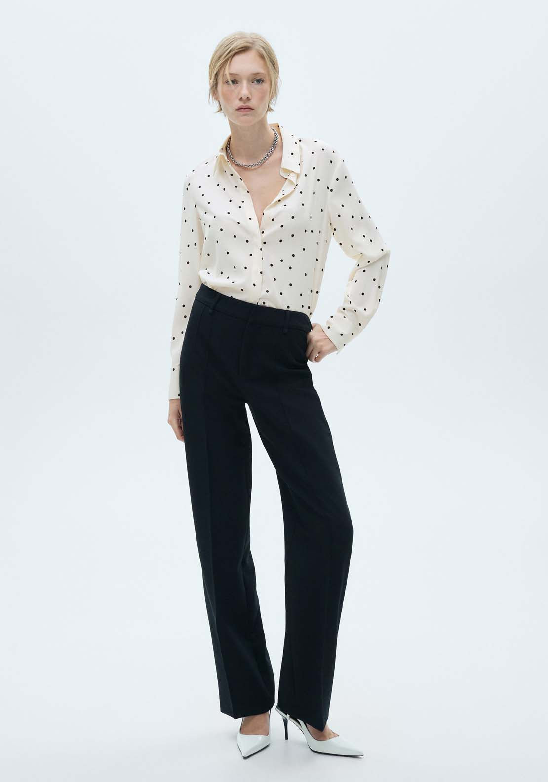Mango Printed flowy shirt - Green 1 Shaws Department Stores