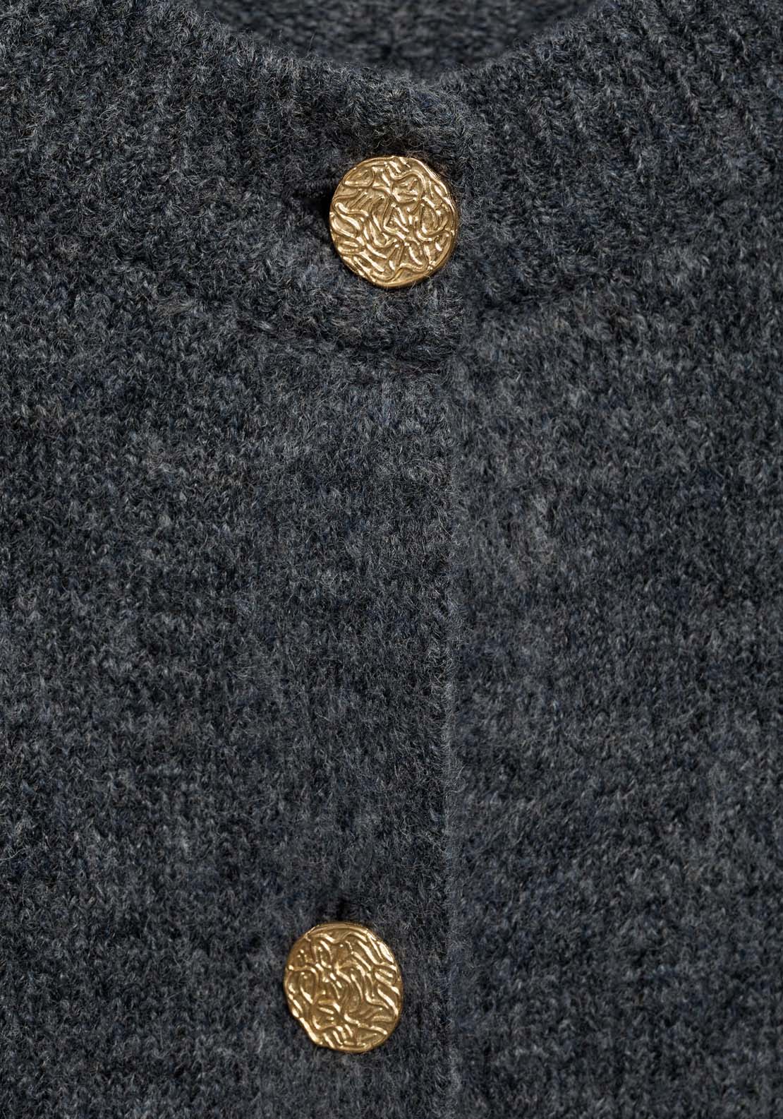 Mango Knitted cardigan with jewel button - Gray 6 Shaws Department Stores