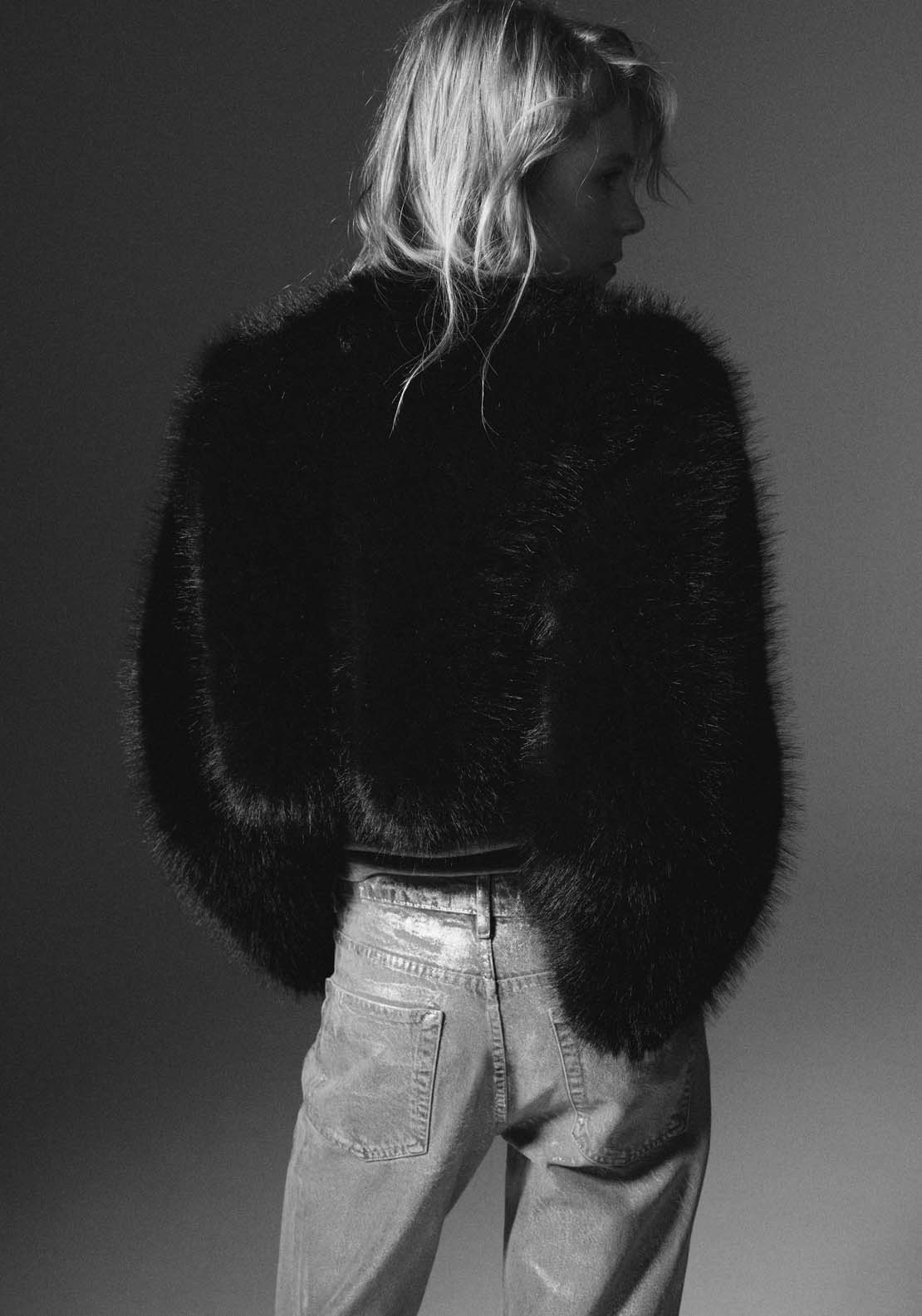 Mango Fur effect jacket - Black 6 Shaws Department Stores