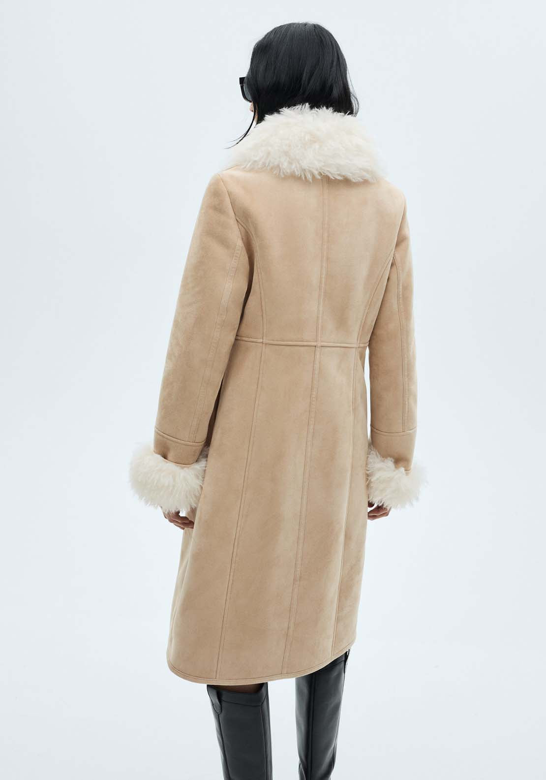 Mango Shearling-lined coat - Light Beige 5 Shaws Department Stores