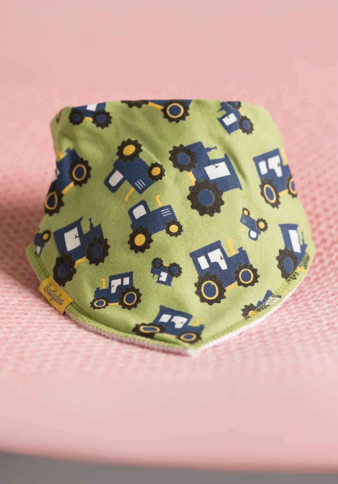 Babyboo Green Tractor Organic Cotton DribbleBoo Bandana Bib - Green 3 Shaws Department Stores