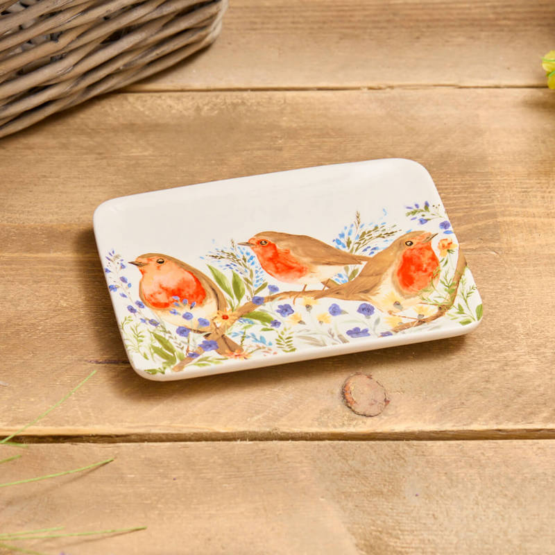 The Home Collection Robin Forget Me Not Trinket Dish - White Ceramic 1 Shaws Department Stores