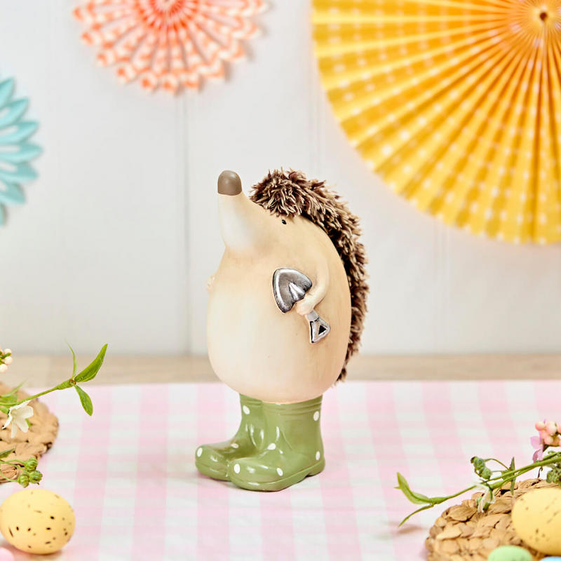 The Home Collection Hedgehog Ornament - Green Spot Welly Boots Design 1 Shaws Department Stores