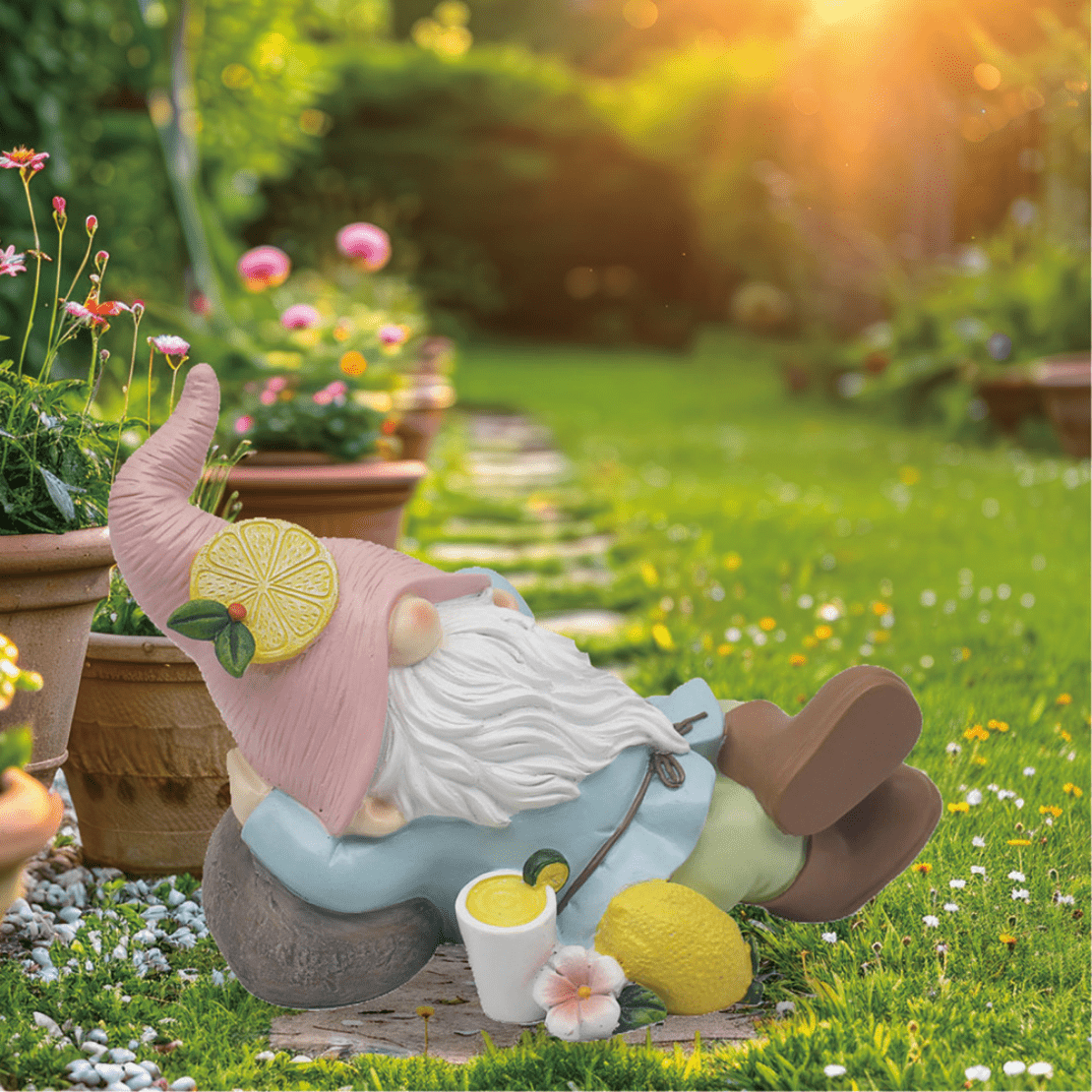 The Home Collection Relaxed Lemon Garden Gnome 1 Shaws Department Stores