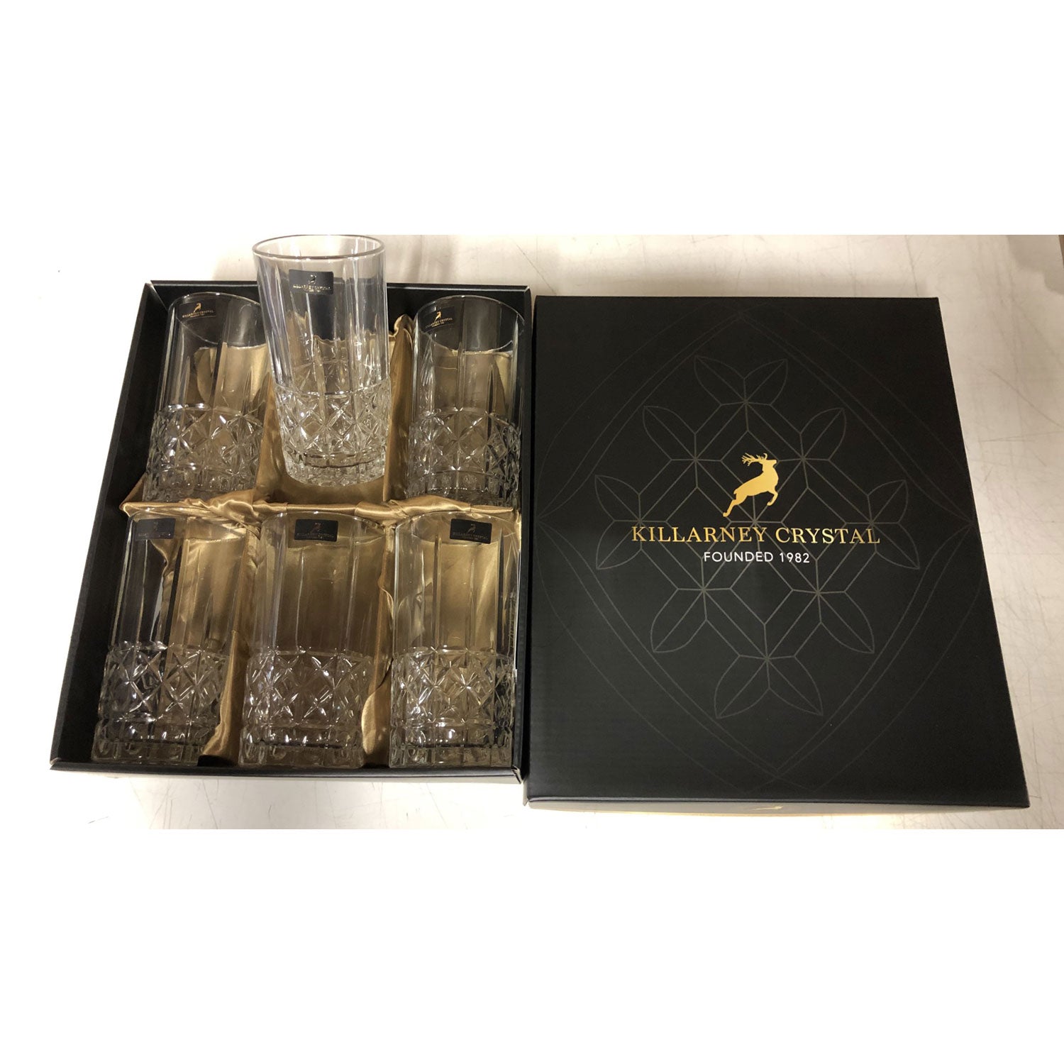 Killarney Crystal Brandon Hiball Glasses 6PC Set 5 Shaws Department Stores
