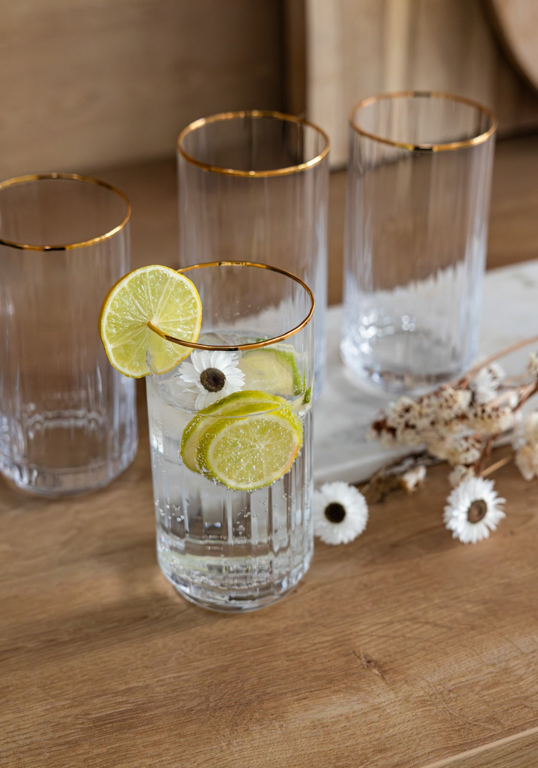 Killarney Crystal Kenmare Collection Hi Ball Glasses Set of 4 - Clear 3 Shaws Department Stores