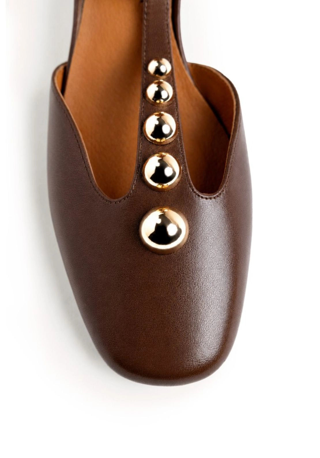 Studded T Bar Pump - Brown