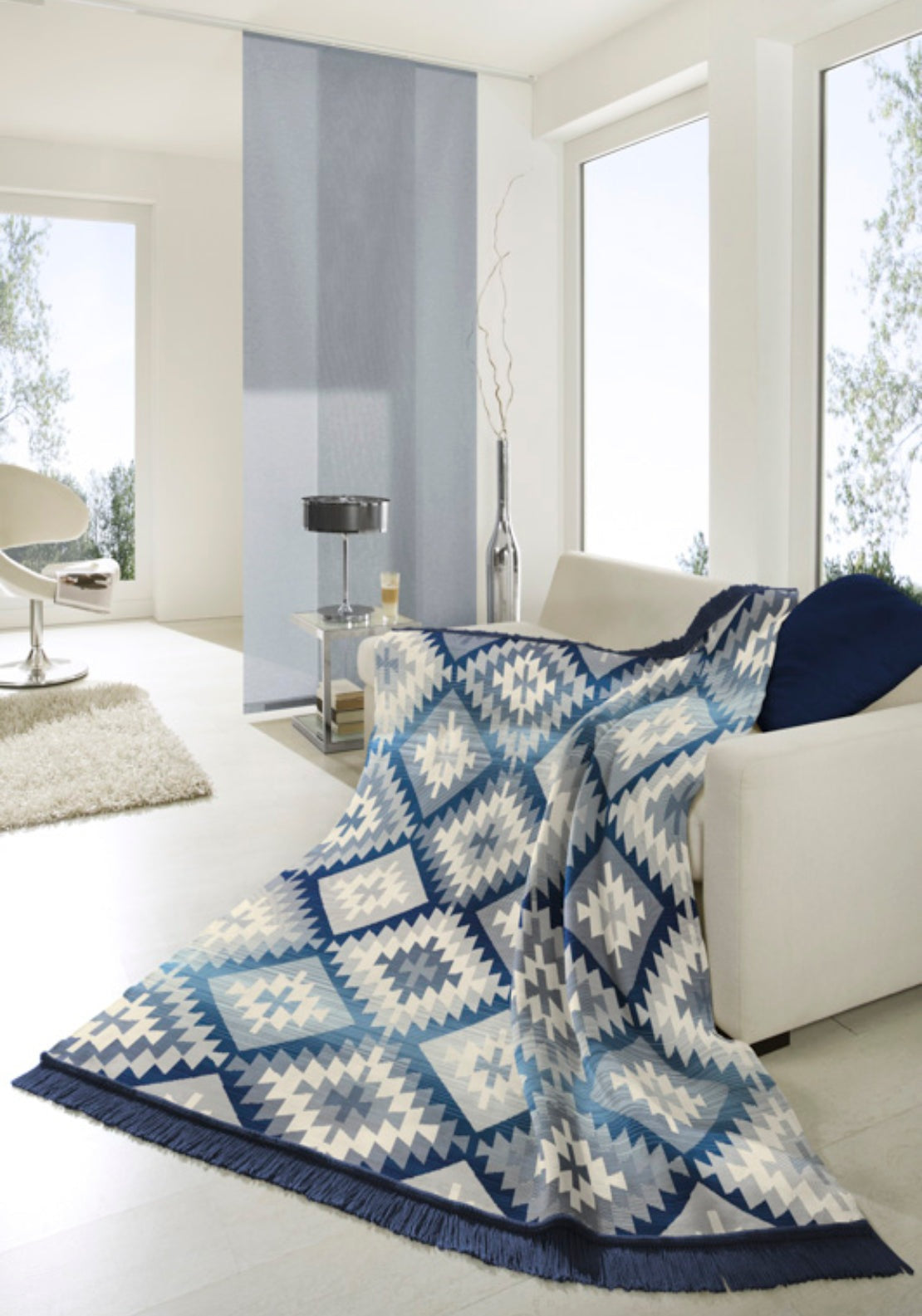 Biederlack Cotton Blend Diamond Ikat Throw - Multi 1 Shaws Department Stores