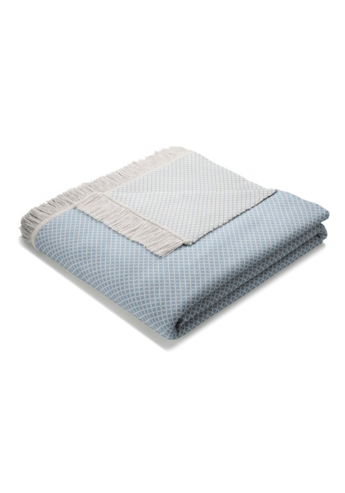 Biederlack Cotton Blend Diamond Pattern Throw - Blue 2 Shaws Department Stores