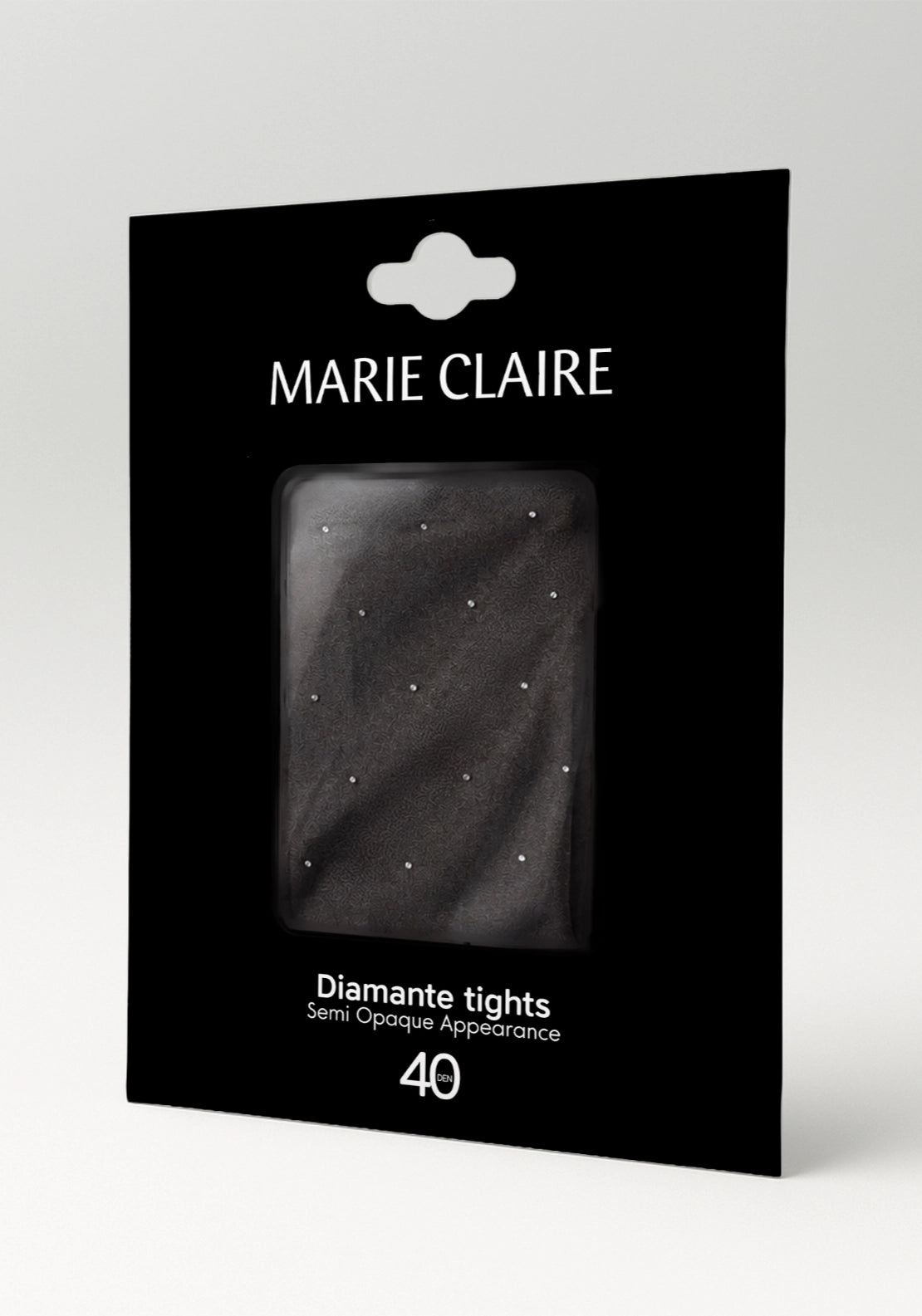 Opaque Diamante Design Tights - Black