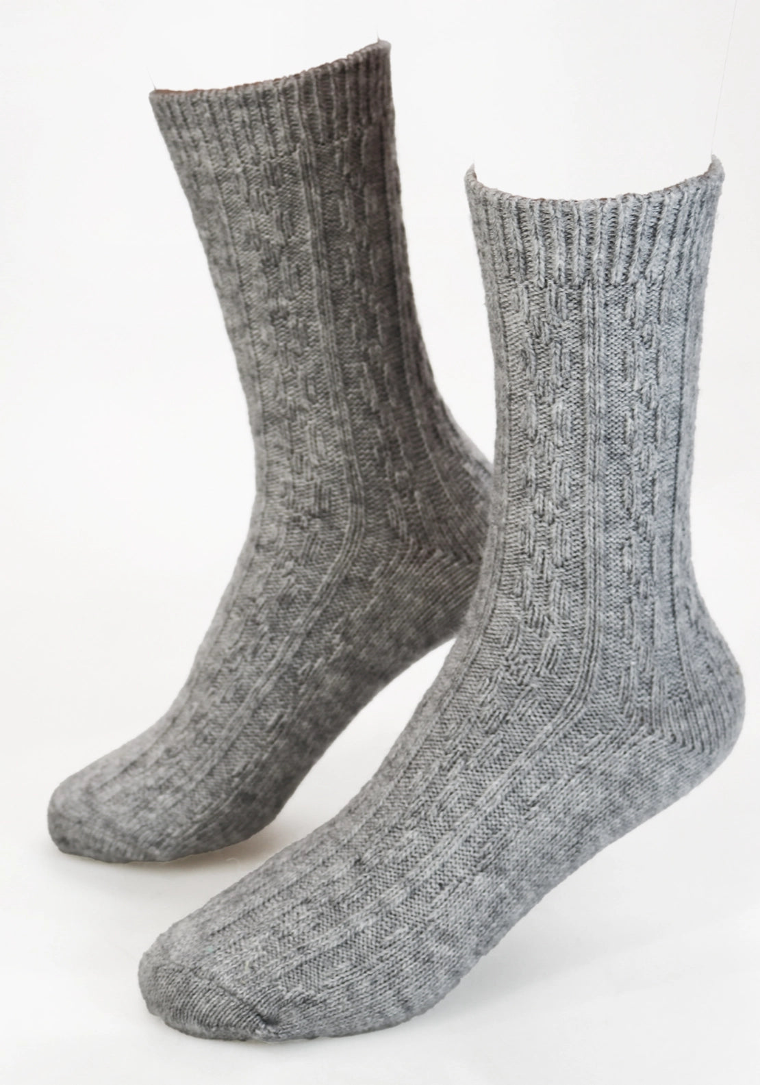 Marie Claire Cable Cashmere Blend Luxury Socks - Grey Melange 2 Shaws Department Stores