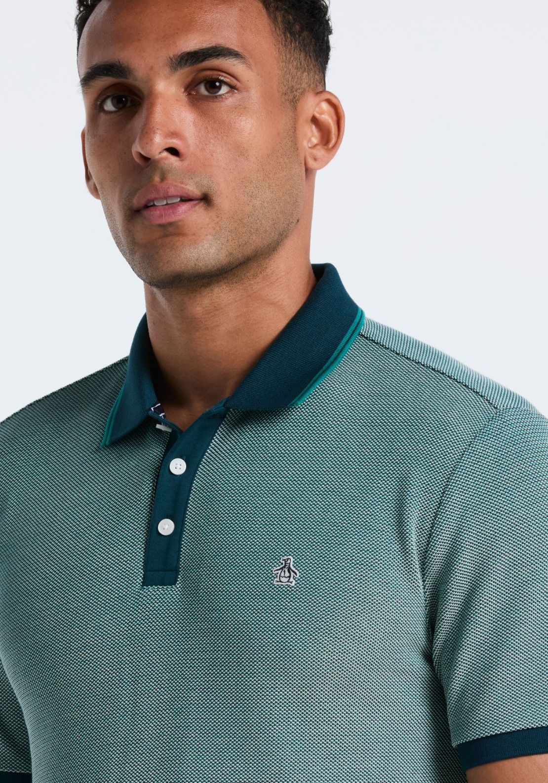 Penguin Original Patterned Tricolour Pique Polo - Reflecting Pond 3 Shaws Department Stores