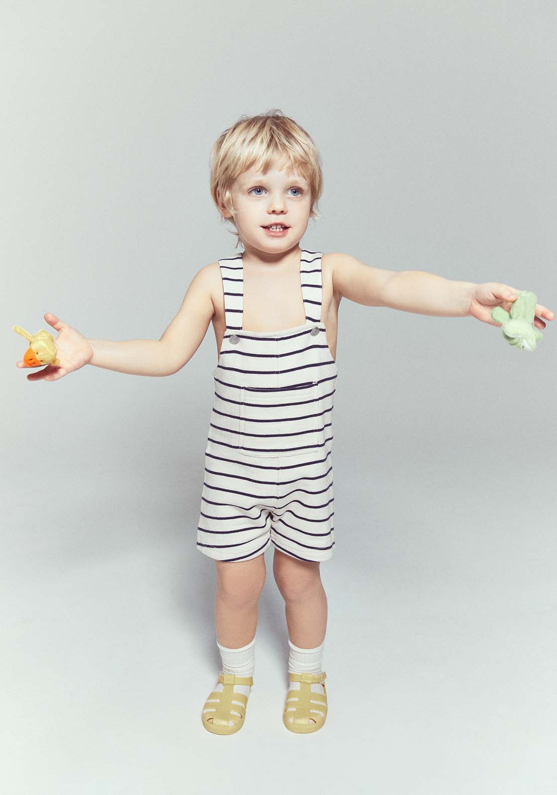 Sfera Striped Dungaree - Cream 1 Shaws Department Stores