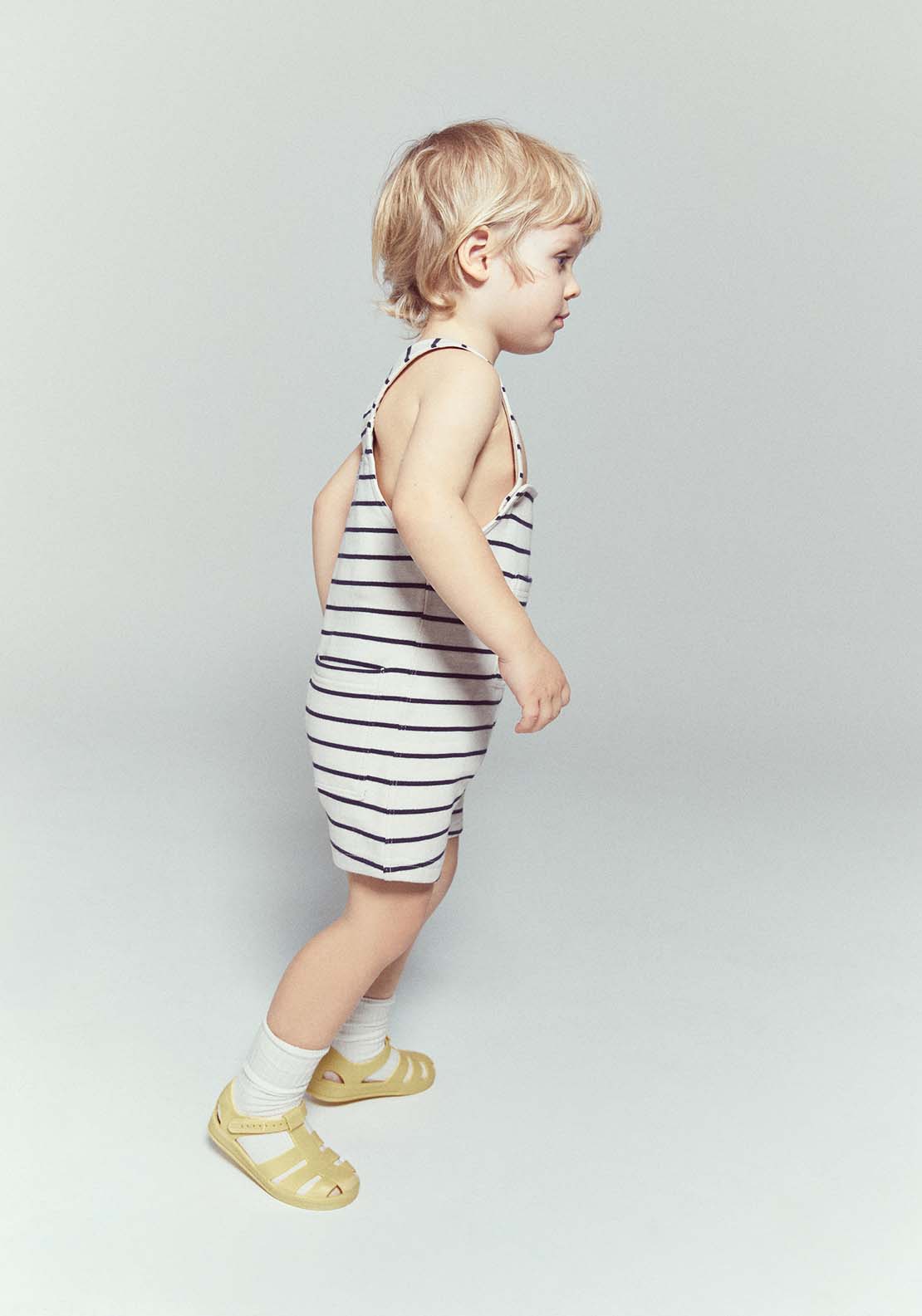 Sfera Striped Dungaree - Cream 2 Shaws Department Stores
