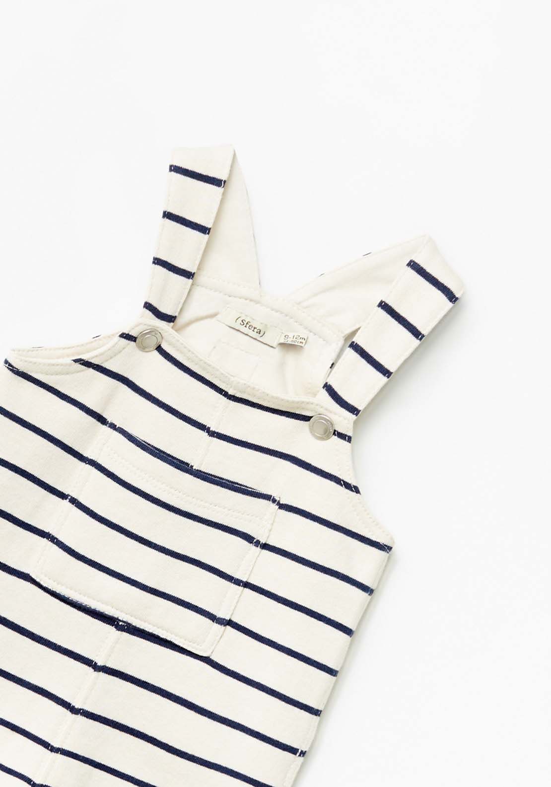 Sfera Striped Dungaree - Cream 5 Shaws Department Stores