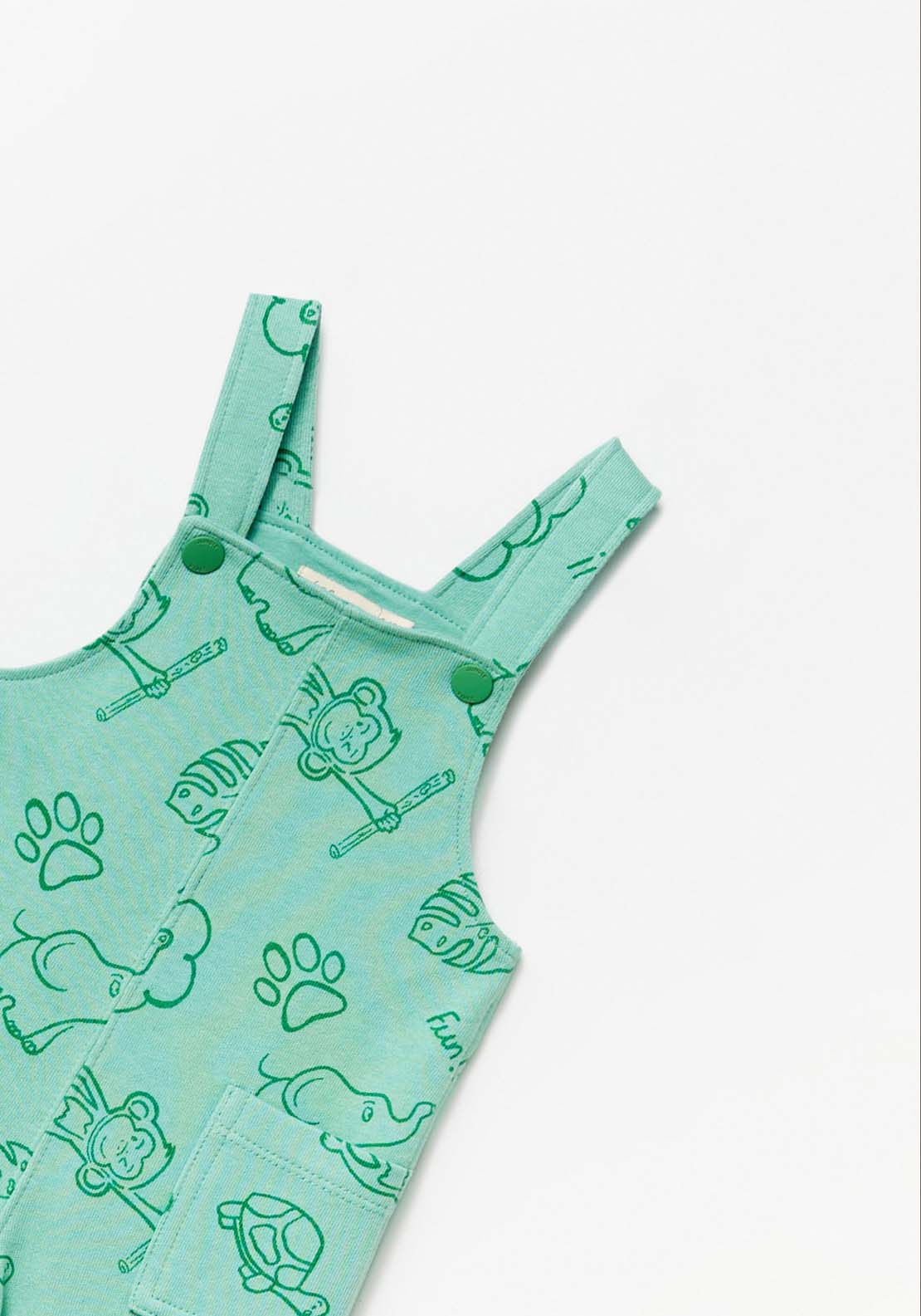 Sfera Animal Print Dungaree - Green 3 Shaws Department Stores