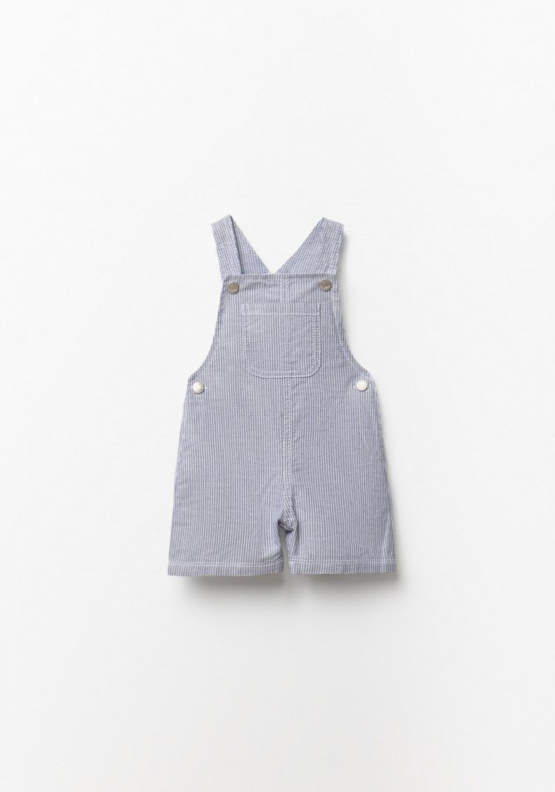 Short Striped Dungarees - Blue