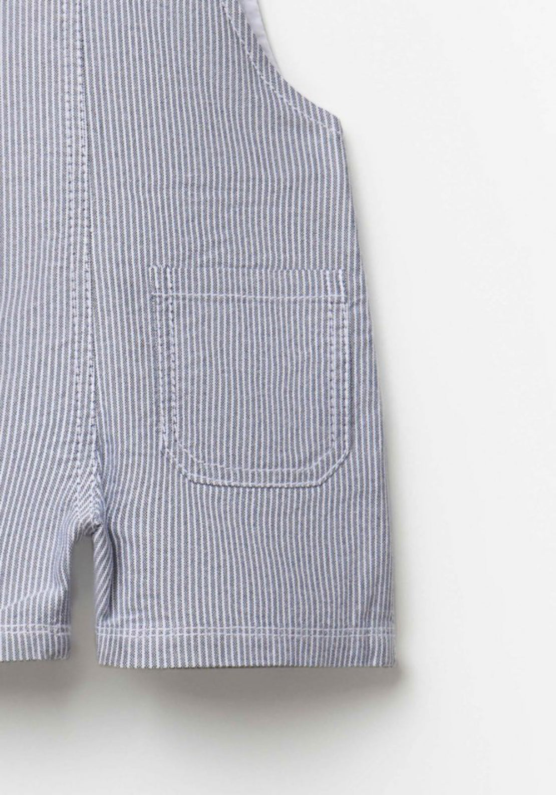 Short Striped Dungarees - Blue