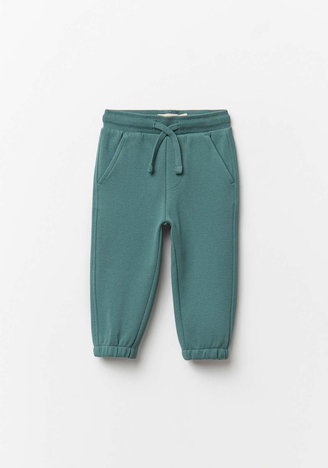 Plain Piqué Joggers - Green