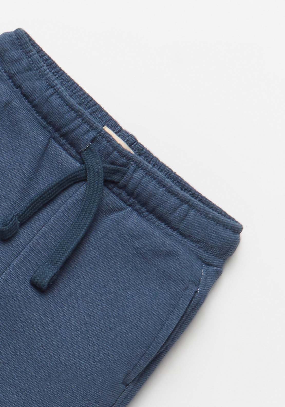 Rib Knit Terry Joggers - Blue