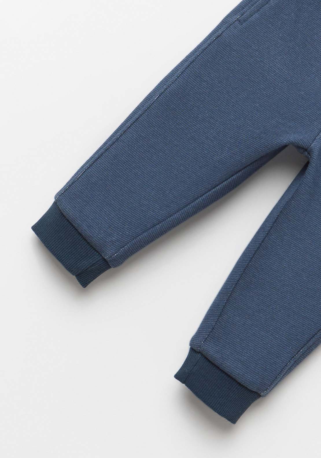 Rib Knit Terry Joggers - Blue