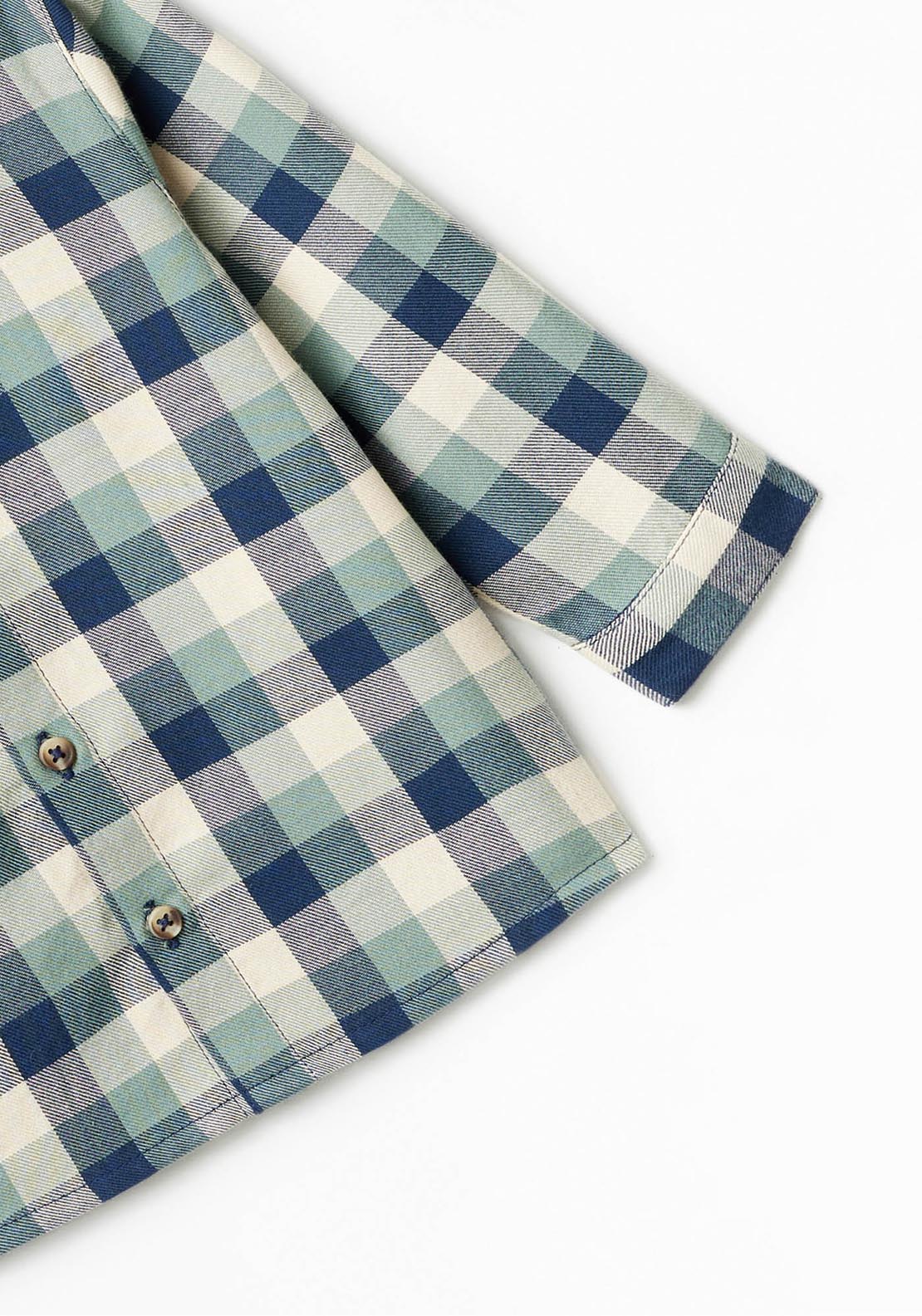 Sfera Check twill shirt - Green 3 Shaws Department Stores