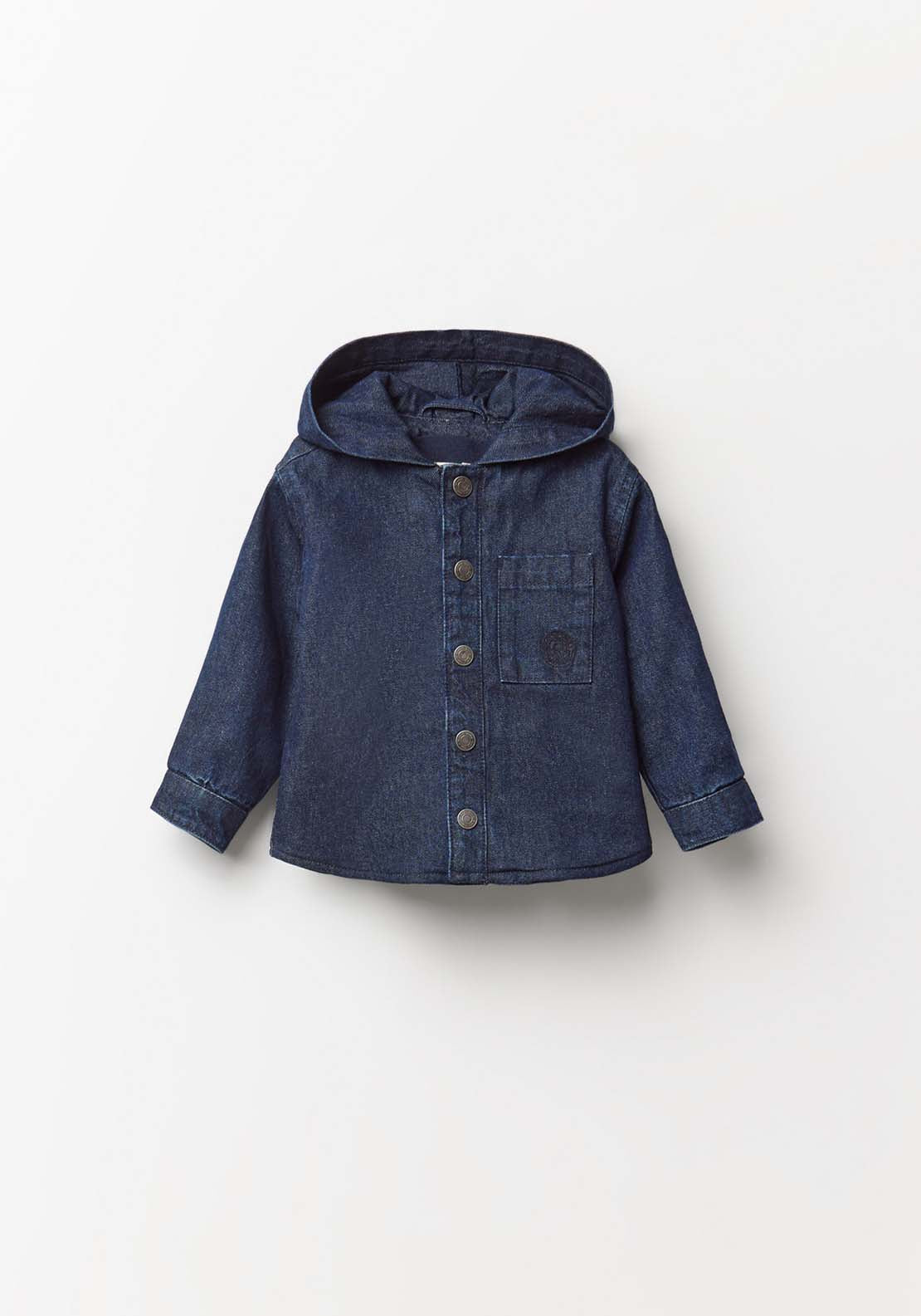 Overshirt With Hood - Denim Dark Wash