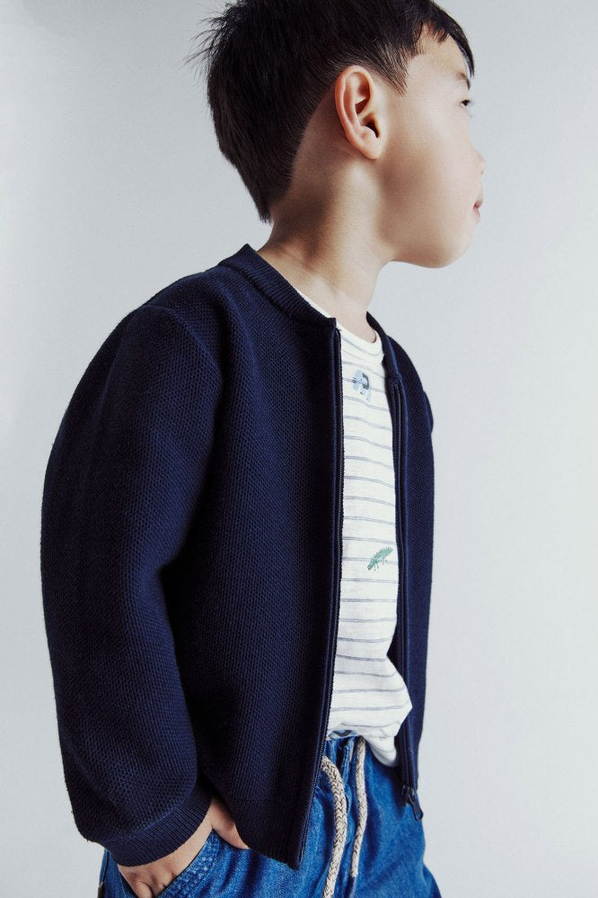 Sfera Zip-up cardigan - Navy 2 Shaws Department Stores