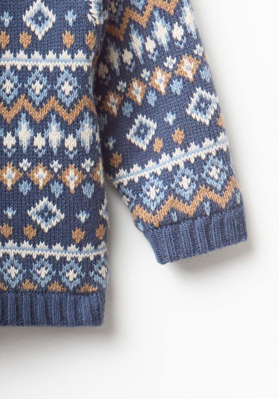Jacqard Shearling Cardigan - Blue