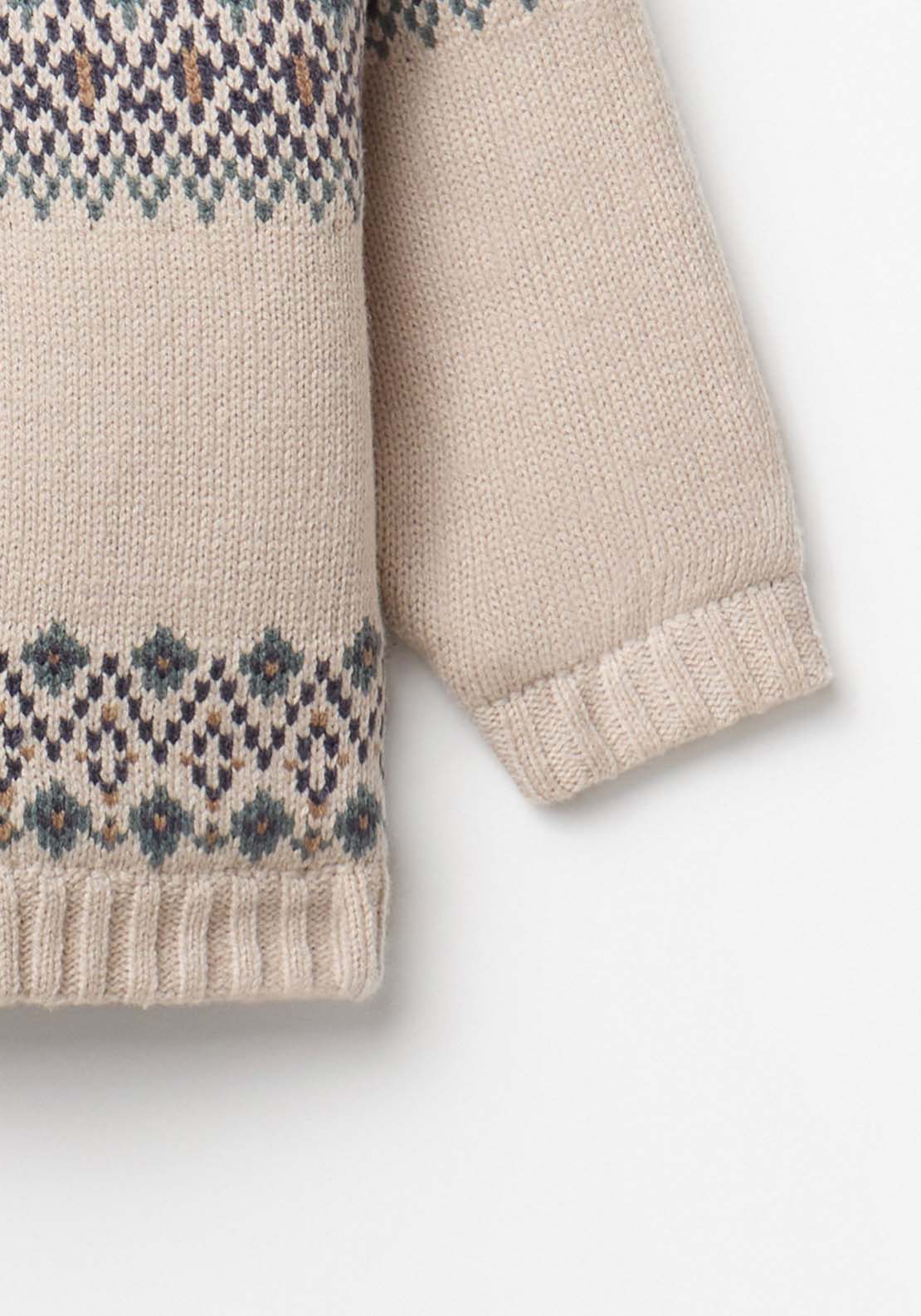 Jacqard Shearling Cardigan - Cream