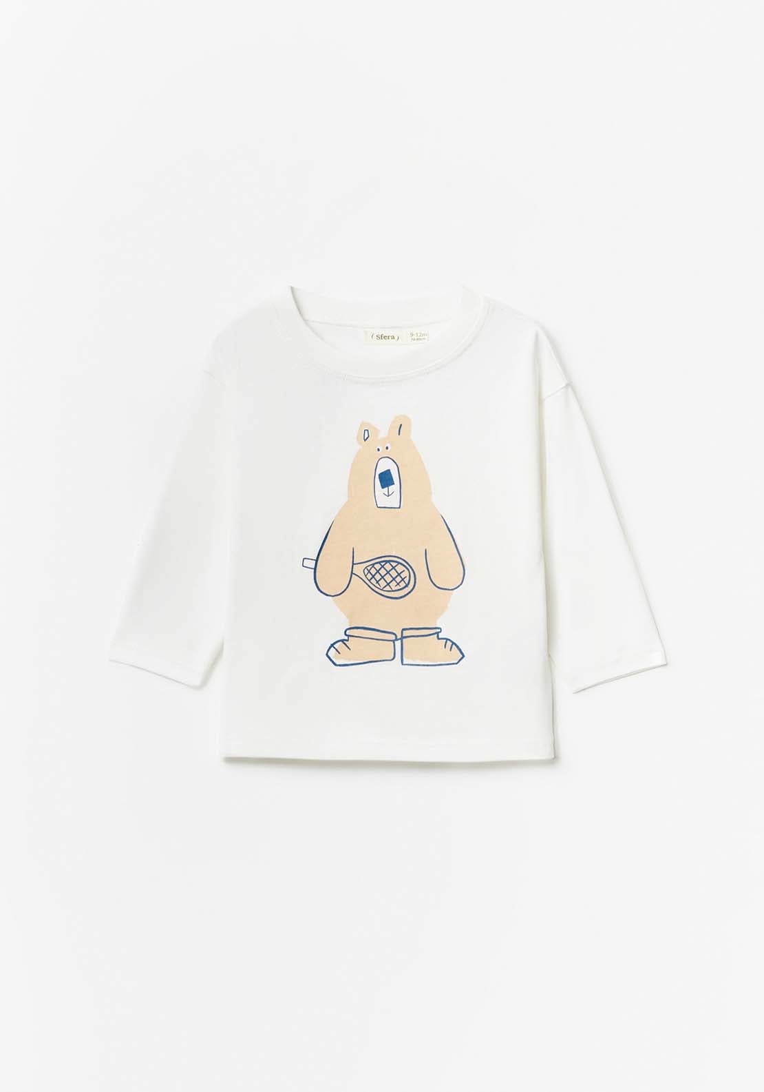 Baby Boy Bear Tshirt White – Shaws - Main Image