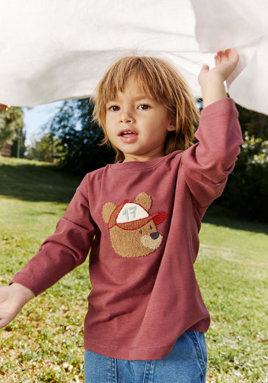 Sfera Long Sleeve Bear Tshirt - Wine 1 Shaws Department Stores