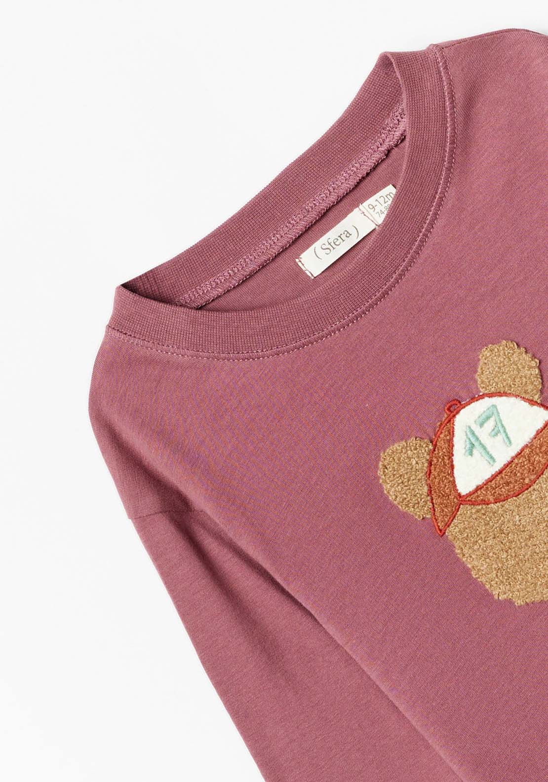 Sfera Long Sleeve Bear Tshirt - Wine 5 Shaws Department Stores