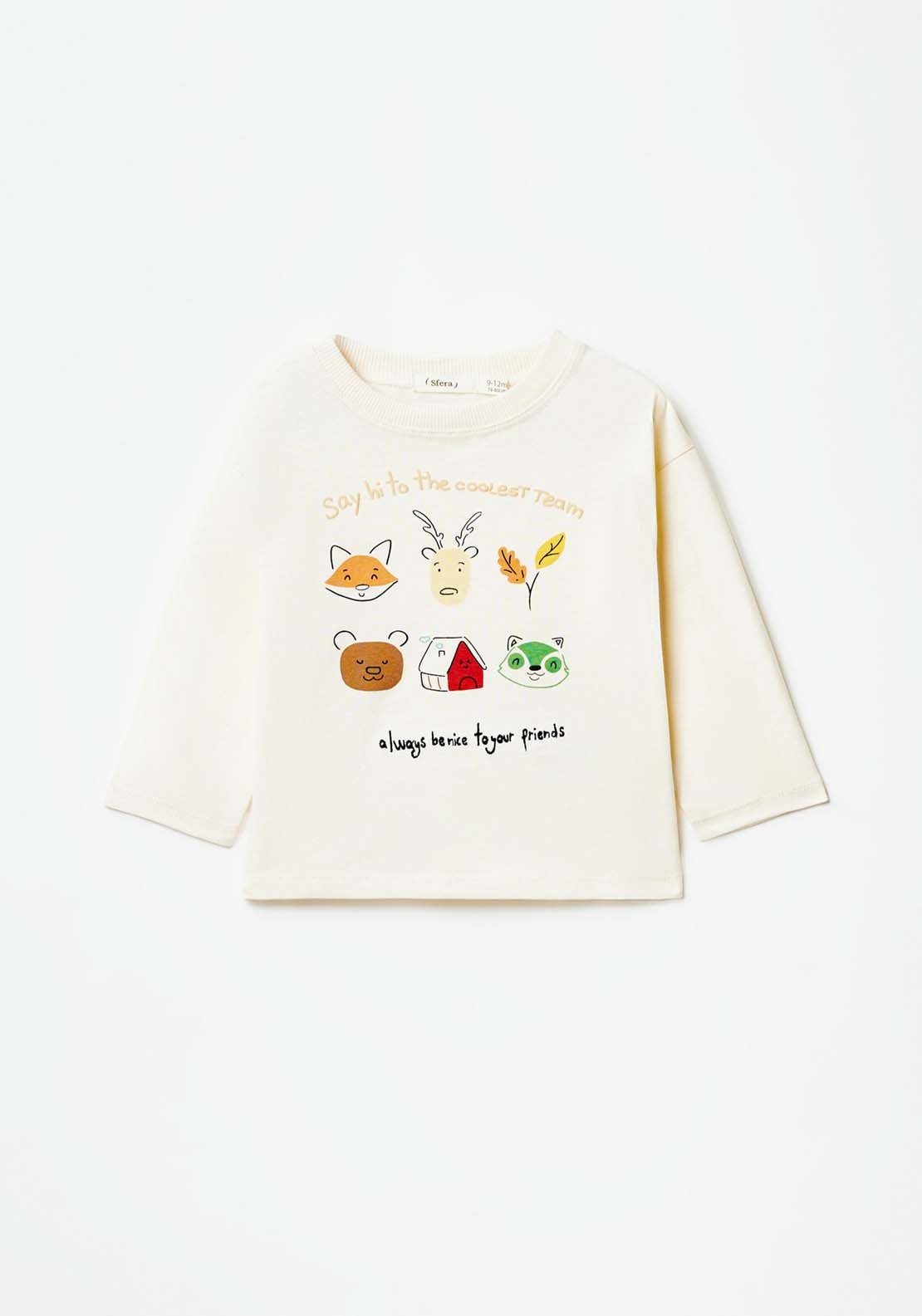 Sfera Long Sleeve Animal Tshirt - White 1 Shaws Department Stores