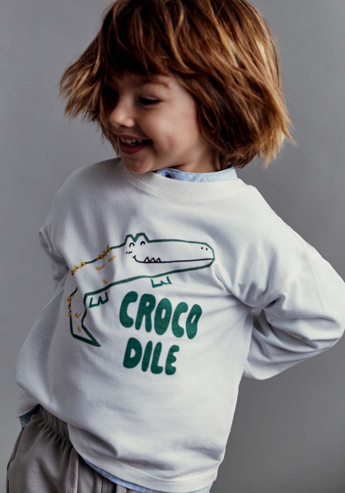 Sfera Crocodile long-sleeved T-shirt - White Off 2 Shaws Department Stores