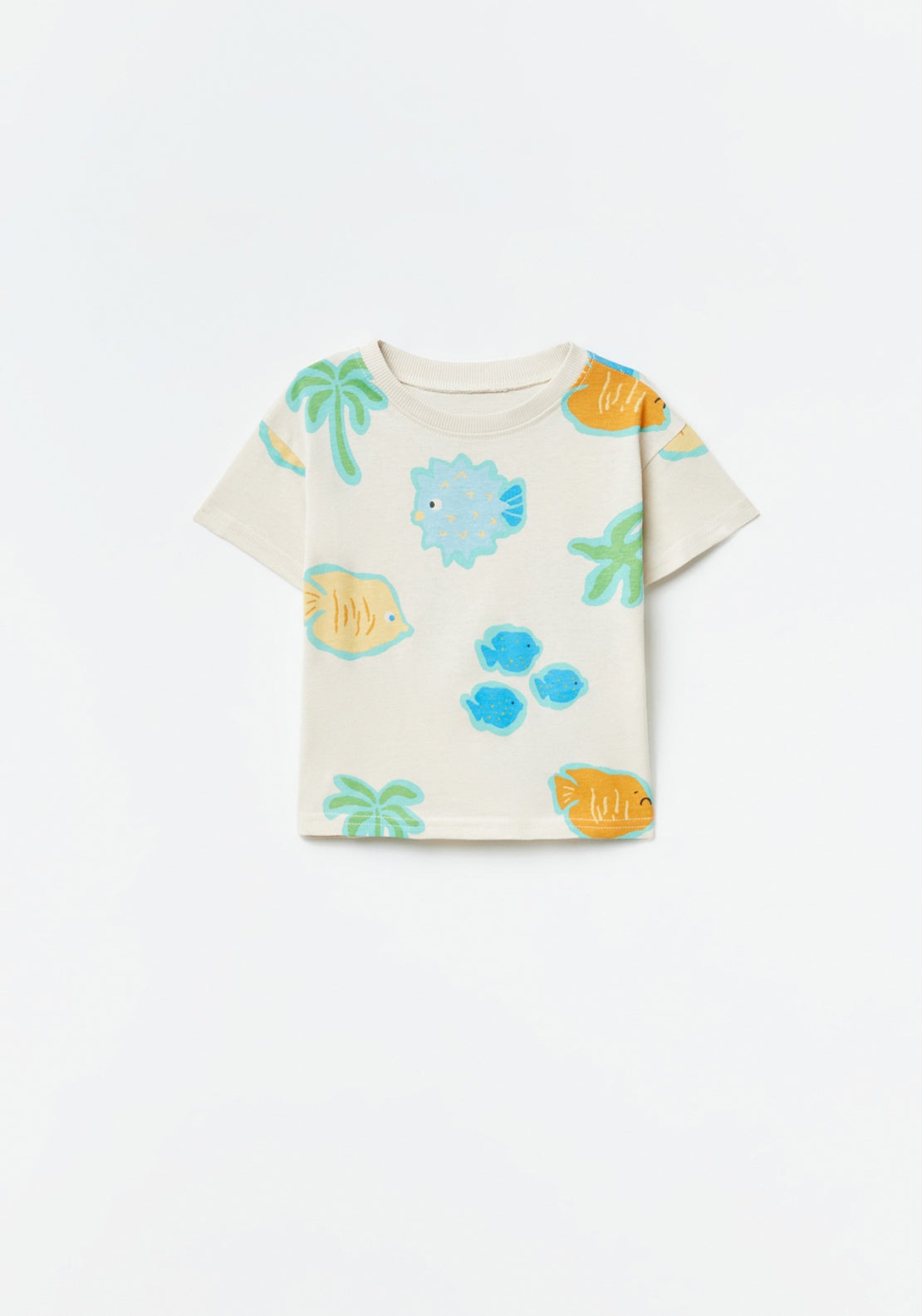 Sfera Beach motifs T-shirt - Cream 1 Shaws Department Stores