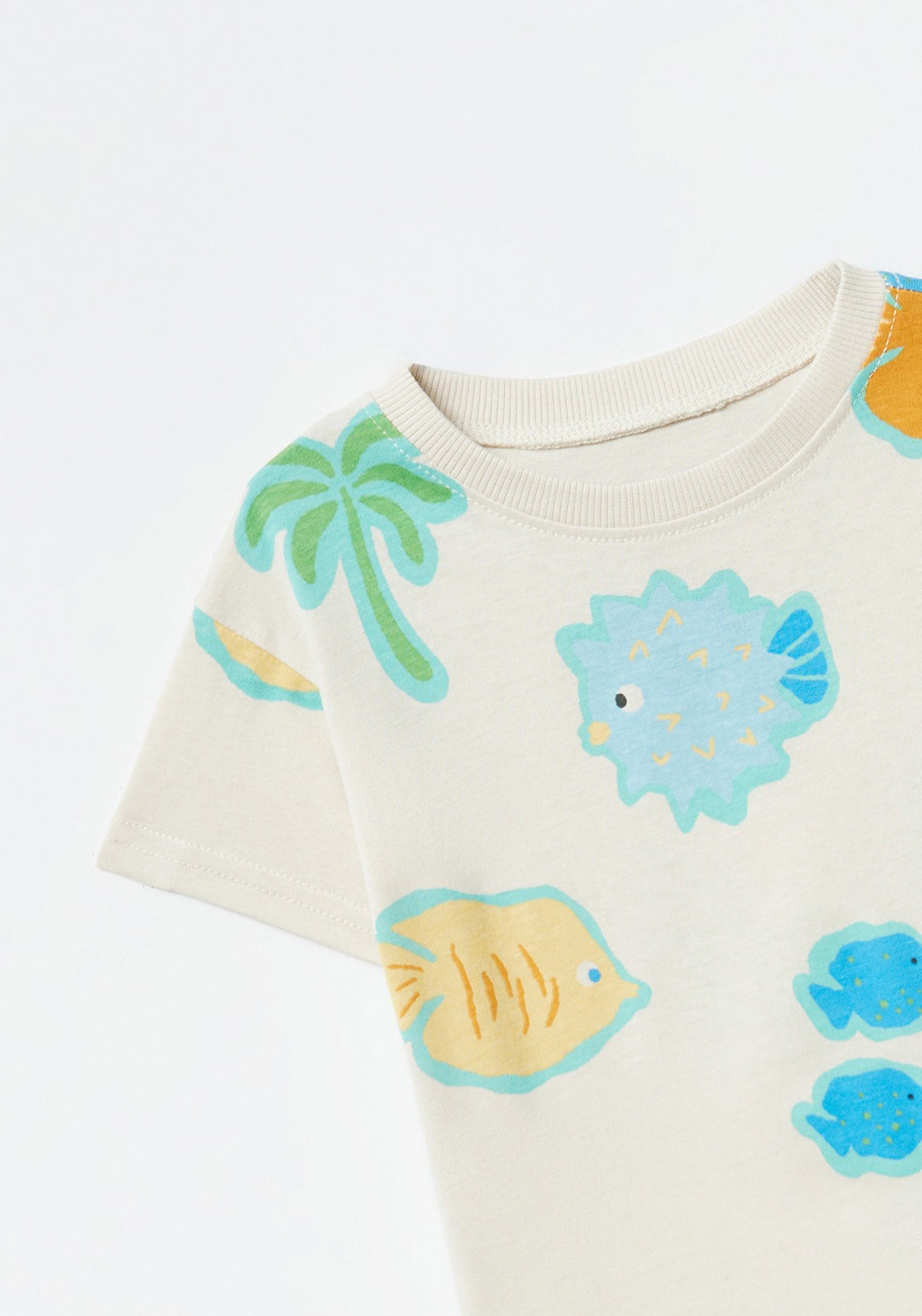Sfera Beach motifs T-shirt - Cream 2 Shaws Department Stores