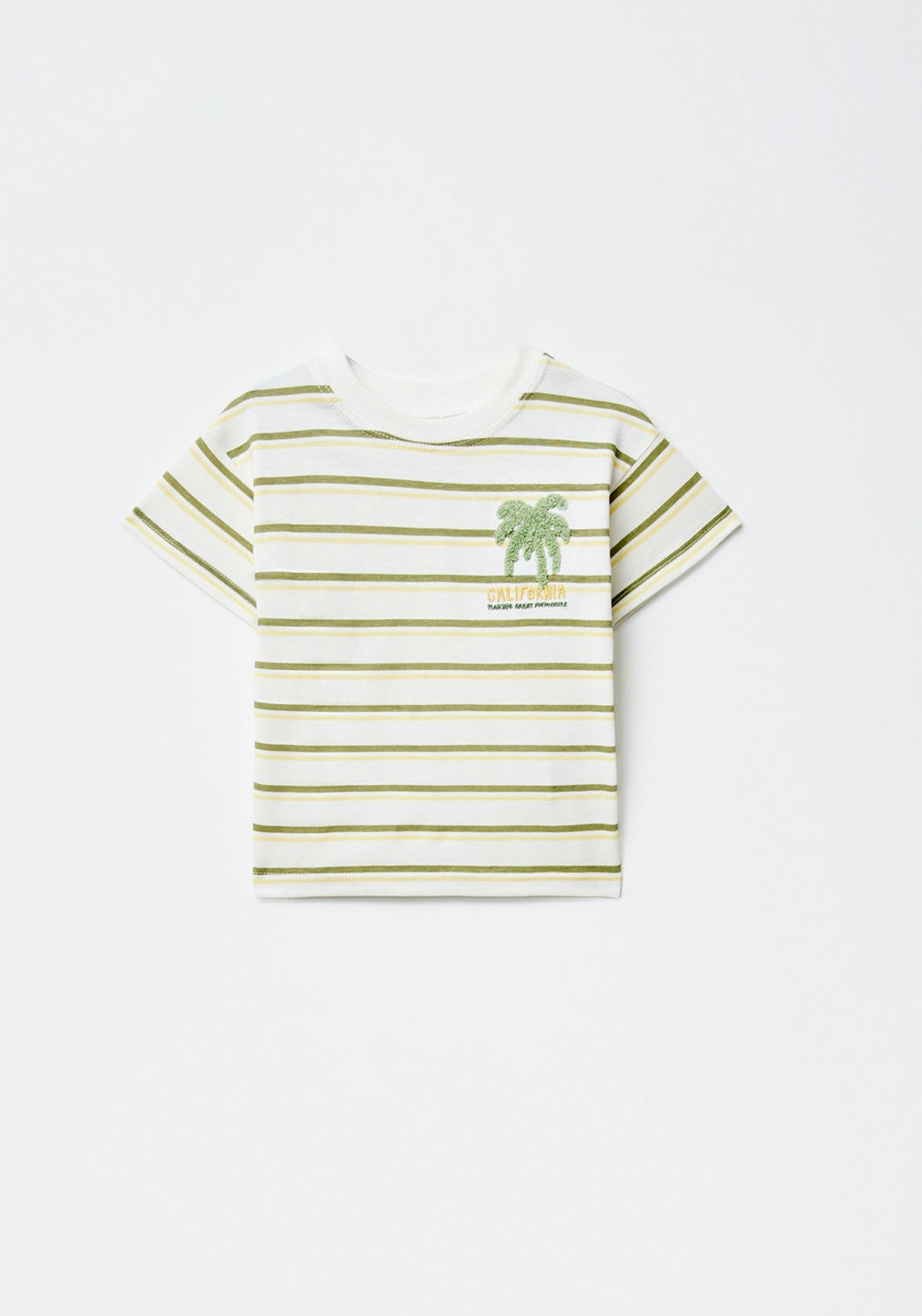 Sfera Stripes palm tree T-shirt - White 1 Shaws Department Stores