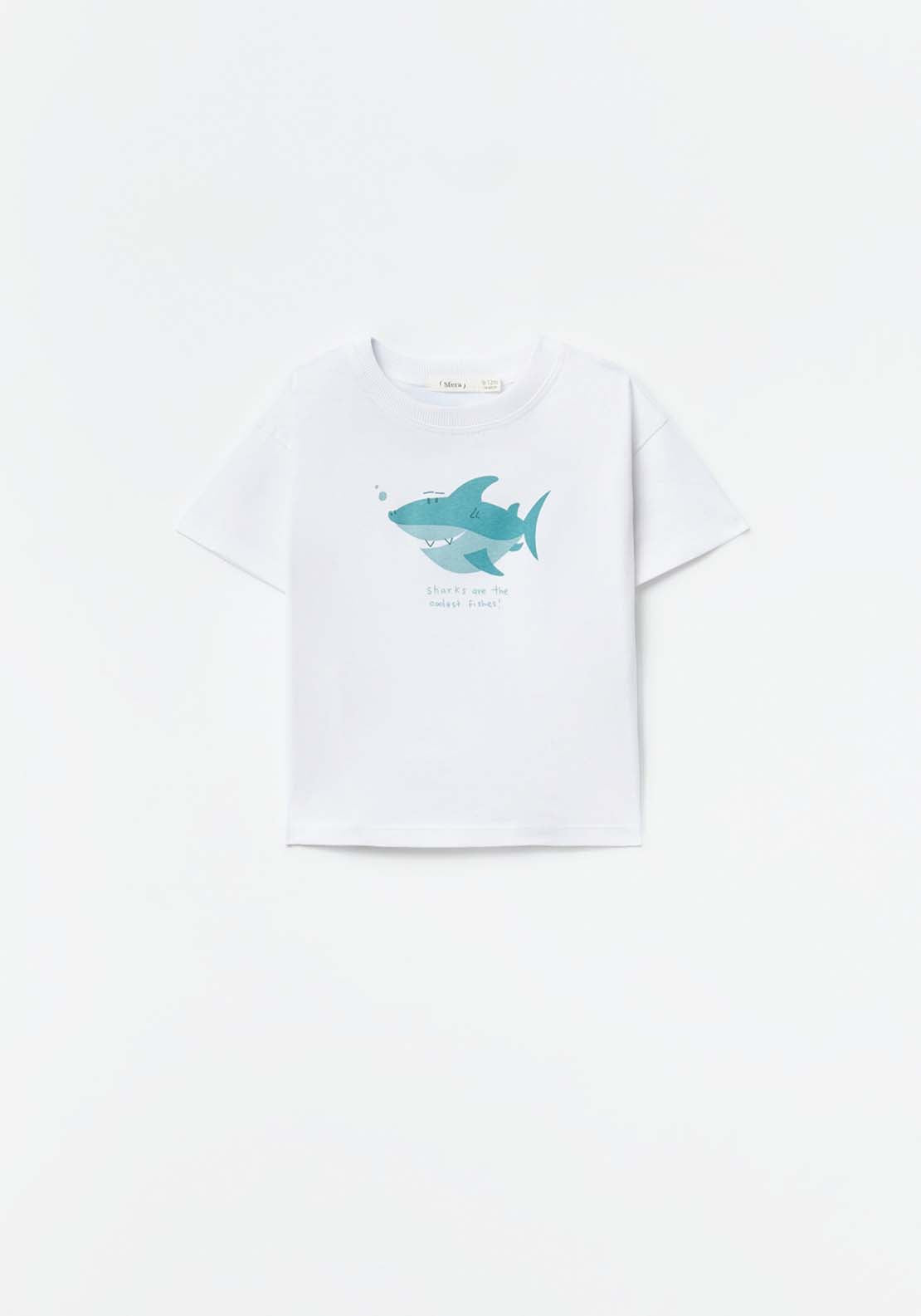 Shark Print T-Shirt - White