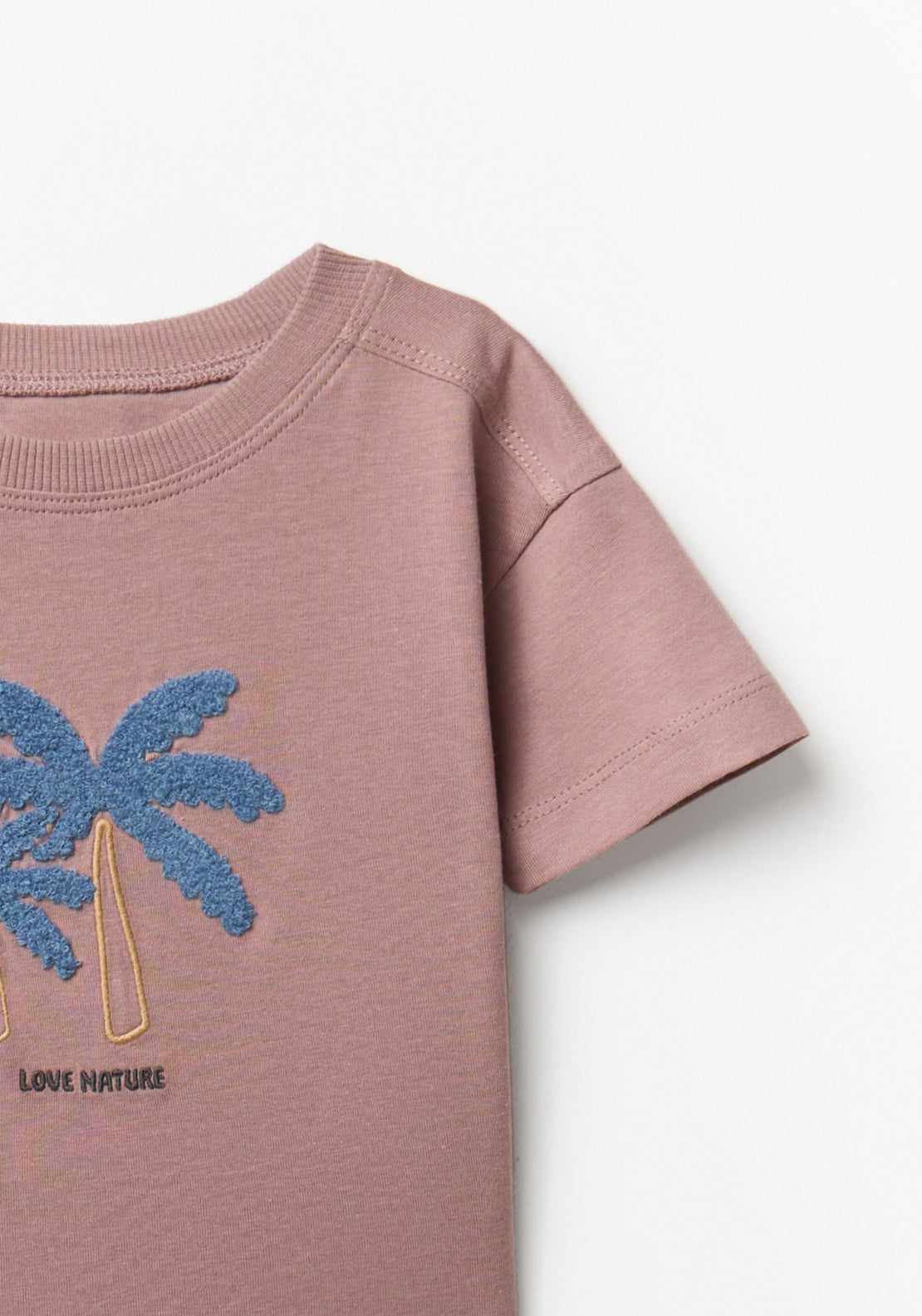 Palm Trees Embroidered T-Shirt - Red