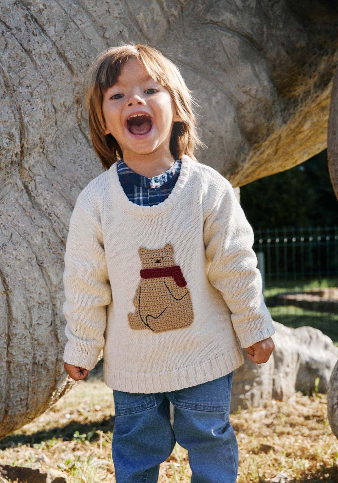 Sfera Long Sleeve Bear Sweatshirt - White 1 Shaws Department Stores