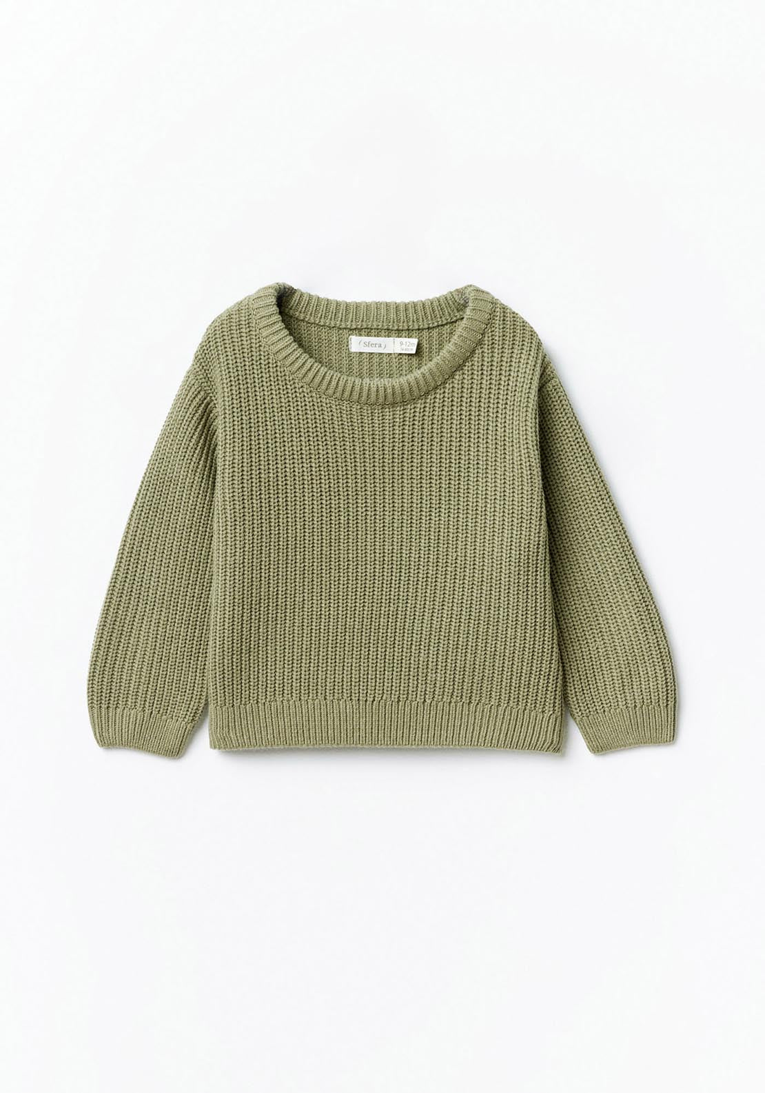 Sfera Basic ribbed sweater - Green 1 Shaws Department Stores