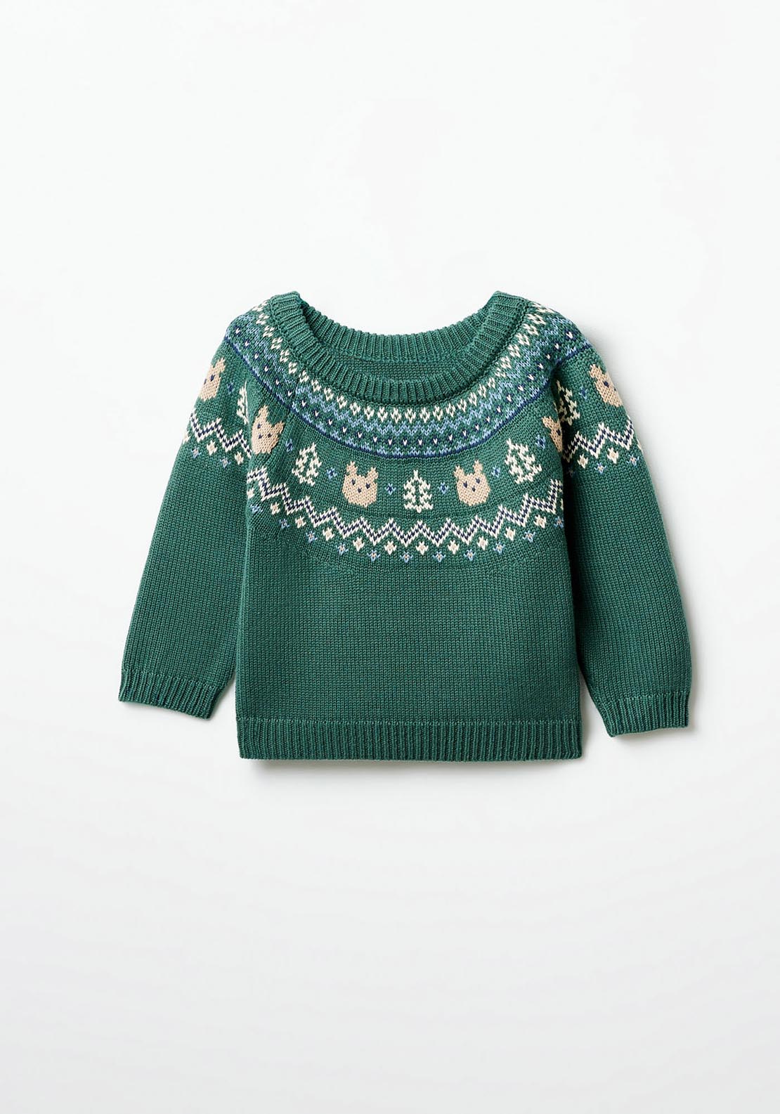 Sfera Bears jacquard sweater - Green 1 Shaws Department Stores