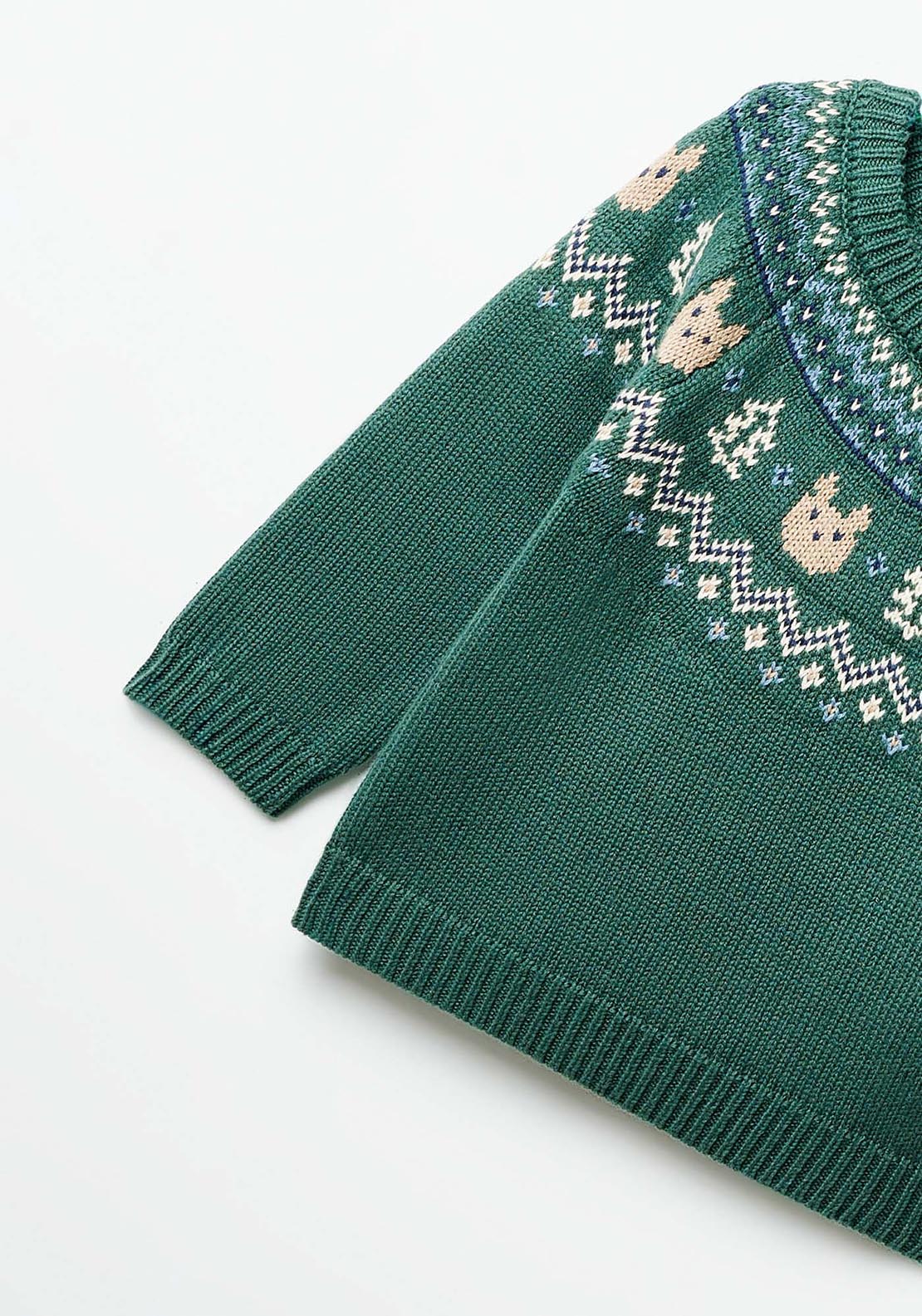 Sfera Bears jacquard sweater - Green 3 Shaws Department Stores